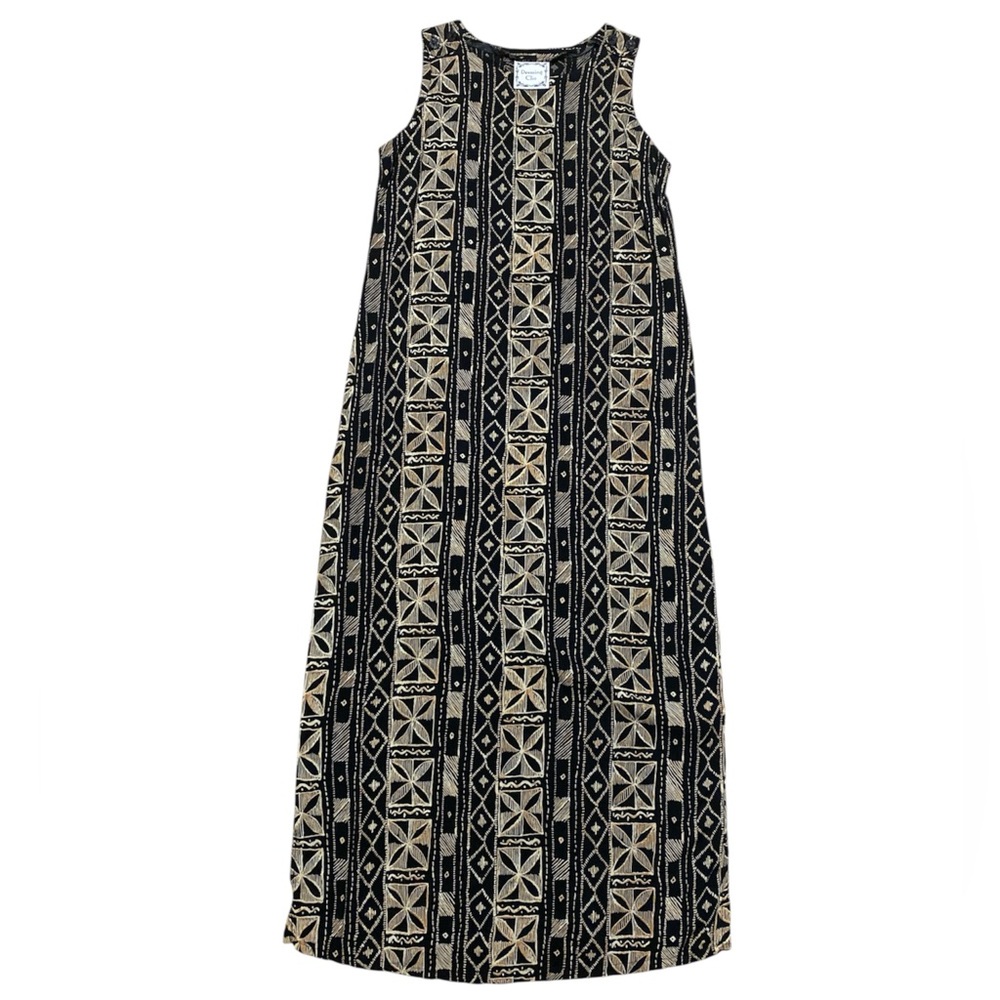 Vintage Dressing Clio Sleeveless Dress Women’s L Black Floral Maxi Casual 90’s